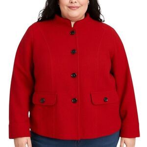 TALBOTS RED WOOL BLEND WINTER BLAZER JACKET PLUS SIZE 22W